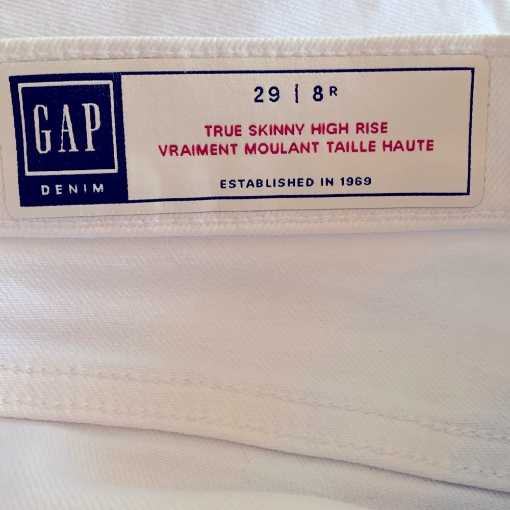 GAP High Rise White True Skinny Women's 8/29R Stretch Denim Jeans Summer Spring - Picture 6 of 8